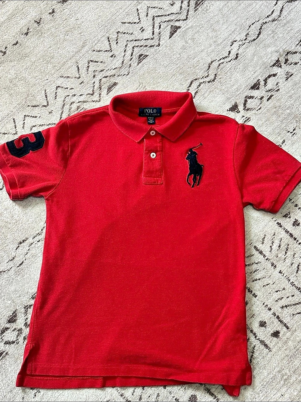 Polo Ralph Lauren Boys Red Big Pony Polo Shirt Size M 10/12 Short Sleeve